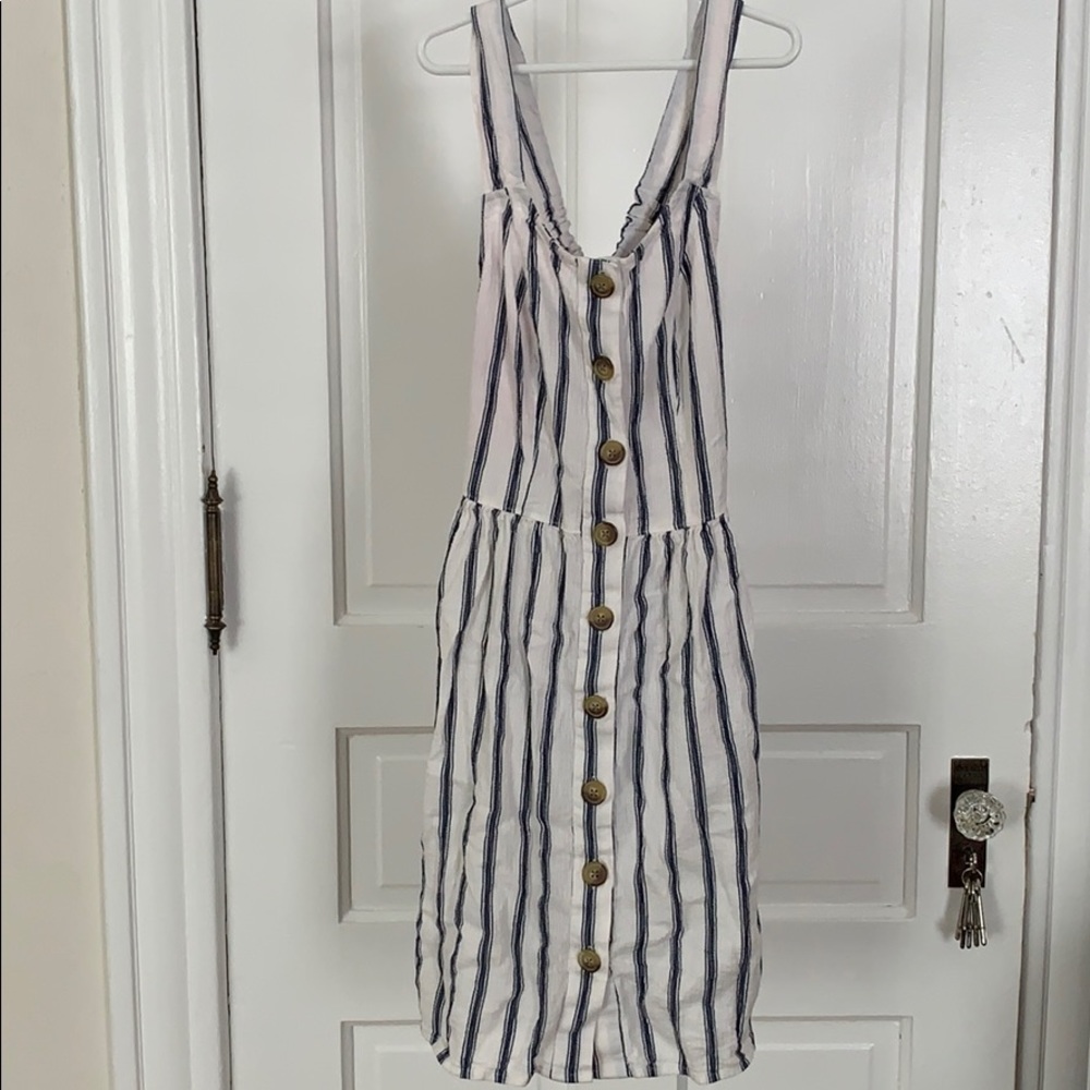 Blue and White Striped Dress